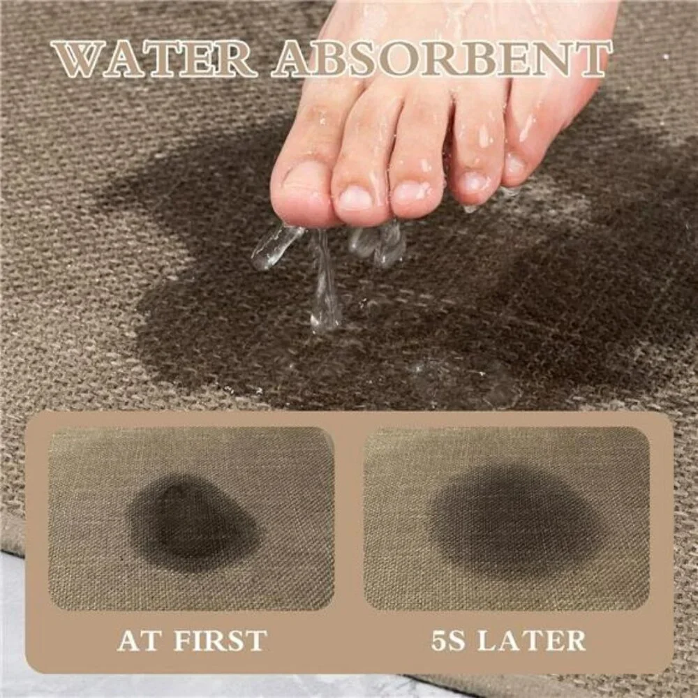 Beige Bathroom Rug 24x17 Thin Non Slip Quick Dry Absorbent Bath Mat Floor Carpet